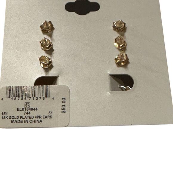 And Now This Cubic Zirconia and Imitation Pearl Earring Set - Gold - Picture 2 of 2